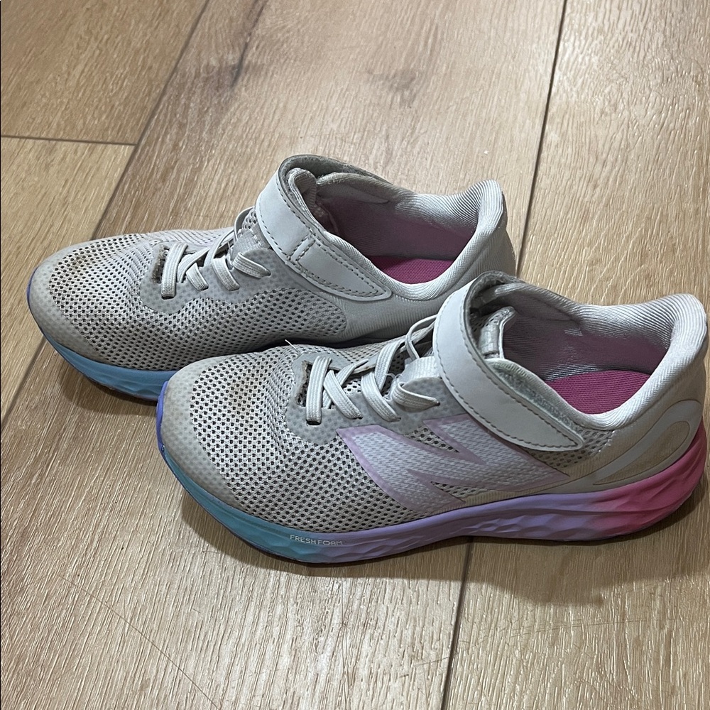 New Balance Light Gray and Pink Sneakers